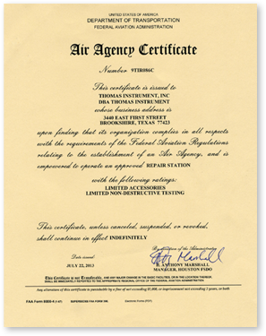 FAA Repair Certificate